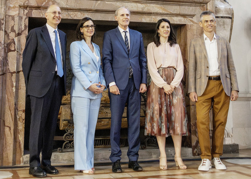 Von links: Enrico Bressan, Chiara Palazzetti, Christian Masset, Valentina Romè, Marco Palazzetti. - © Foto: Martin Henze
 Von links: Enrico Bressan, Chiara Palazzetti, Christian Masset, Valentina Romè, Marco Palazzetti.